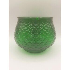 Brody Emerald Green Glass Planter Bowl Fish Scale Pattern G100 Vintage